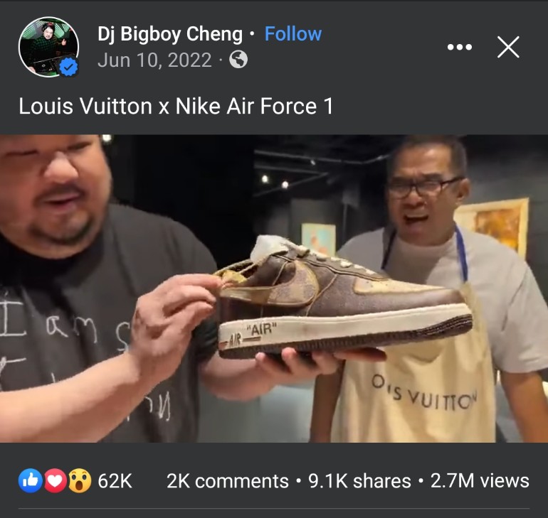 Bigboy Cheng's Louis Vuitton x Nike Air Force 1 Hits StockX at an  Eye-Popping P8 Million or $150,000! – The Daily Netizen